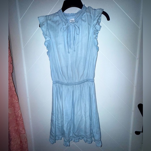 Bella Dahl Ruffle Sleeve Mini Dress Tencel Lycocell small Perennial Blue $165 - Picture 4 of 16